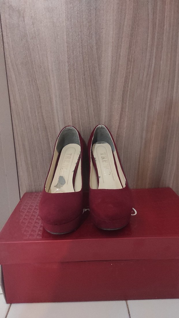 Bordo Süet Yüksek Topuklu - Görsel 2