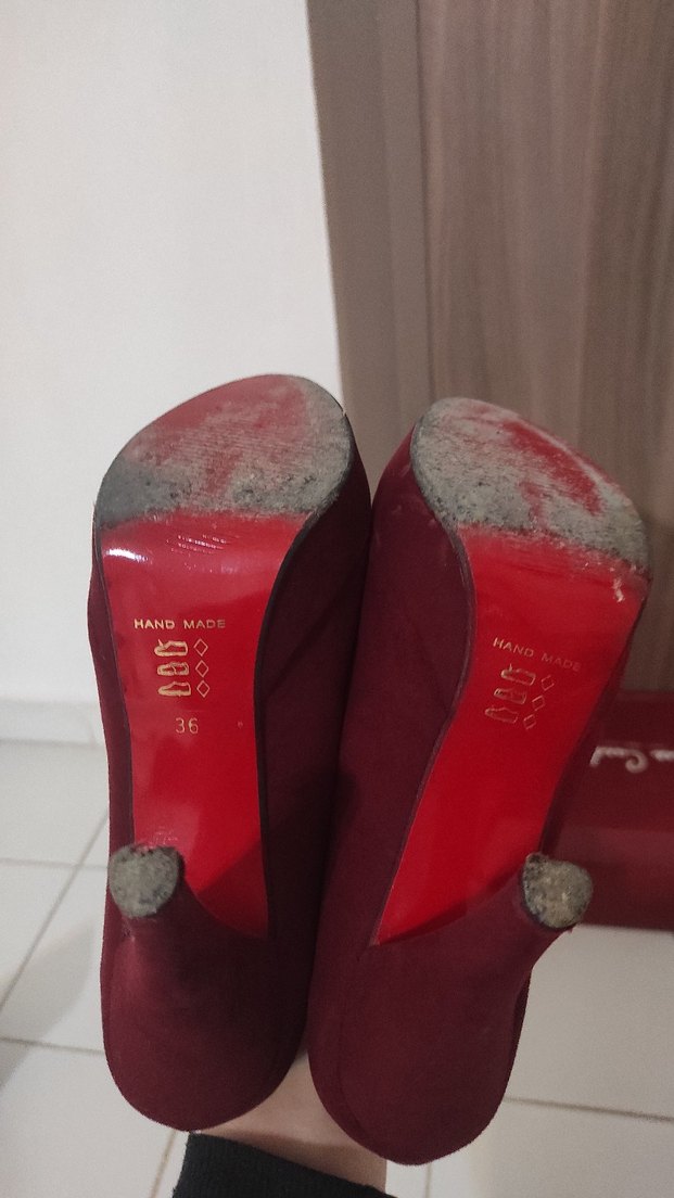 Bordo Süet Yüksek Topuklu - Görsel 5