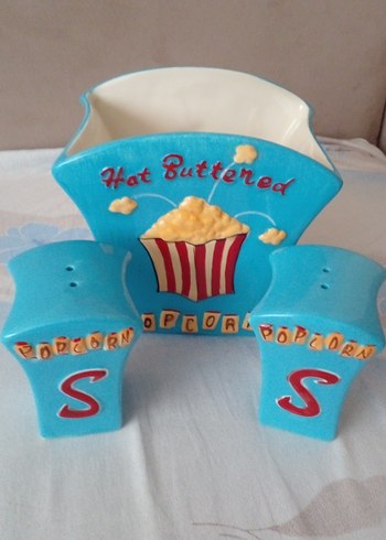 Mavi Renkli Popcorn Seti