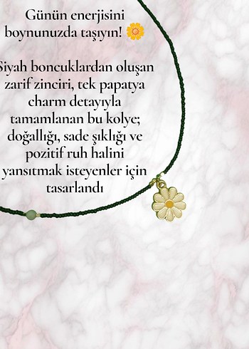 Diğer Papatya Charmlı Siyah Boncuk Kolye - 159 Yerine 110 TL