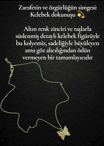 Diğer Çelik Gold Zincir Zirkon Taşlı Kelebek Kolye