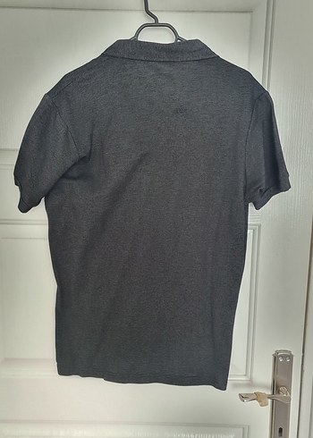 Erkek Siyah V Yaka Düğmeli Polo Tişört - Görsel 2