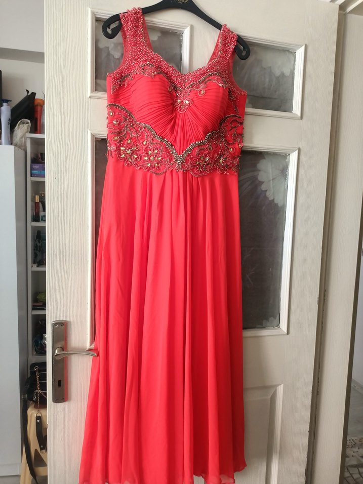 fuşya  Parlak Elbise Strappy inci işlemeli  Askılı - Görsel 5