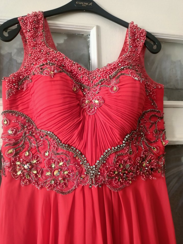 fuşya  Parlak Elbise Strappy inci işlemeli  Askılı - Görsel 4