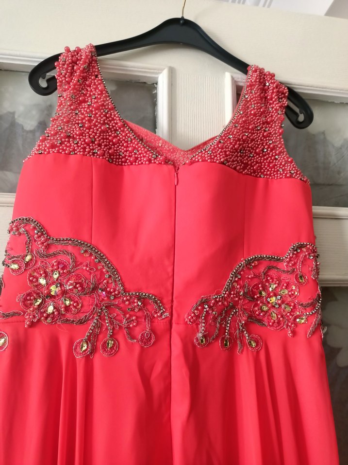 fuşya  Parlak Elbise Strappy inci işlemeli  Askılı - Görsel 2