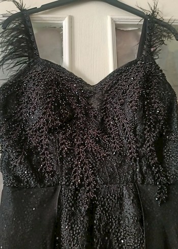 Siyah pullu tül abiye - Görsel 5