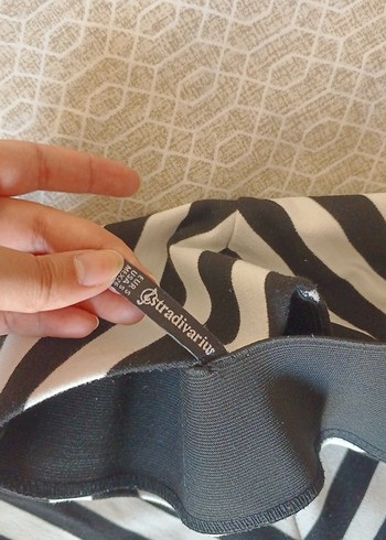 s Beden Zebra Desenli Gri Midi Mini Etek