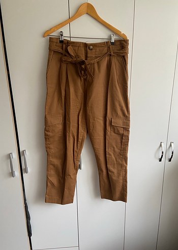 Kahverengi kargo ceplı Kadın Pantolon