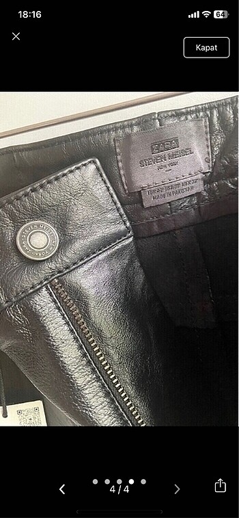 xl Beden siyah Renk Zara deri şort