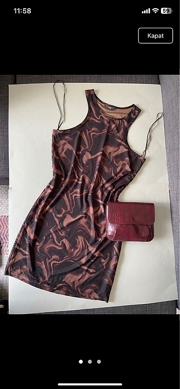 Topshop desenlı tül elbise astarlı