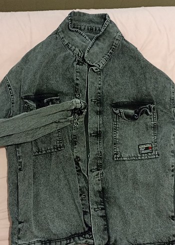 Gri Düğmeli ERKEK Denim Ceket