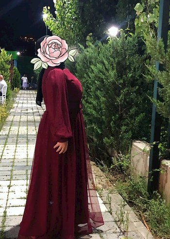 Bordo Uzun Bohem Abiye Elbise