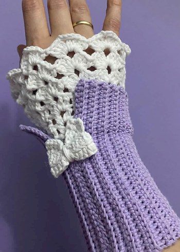 Dantelli Lila Kadın Eldiveni - Görsel 2