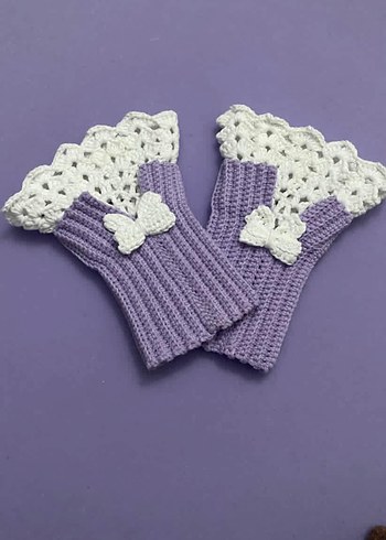 Dantelli Lila Kadın Eldiveni - Görsel 3