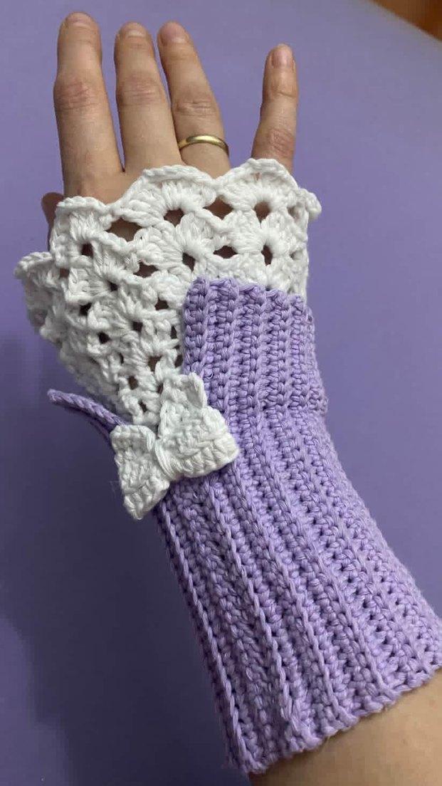 Dantelli Lila Kadın Eldiveni - Görsel 2