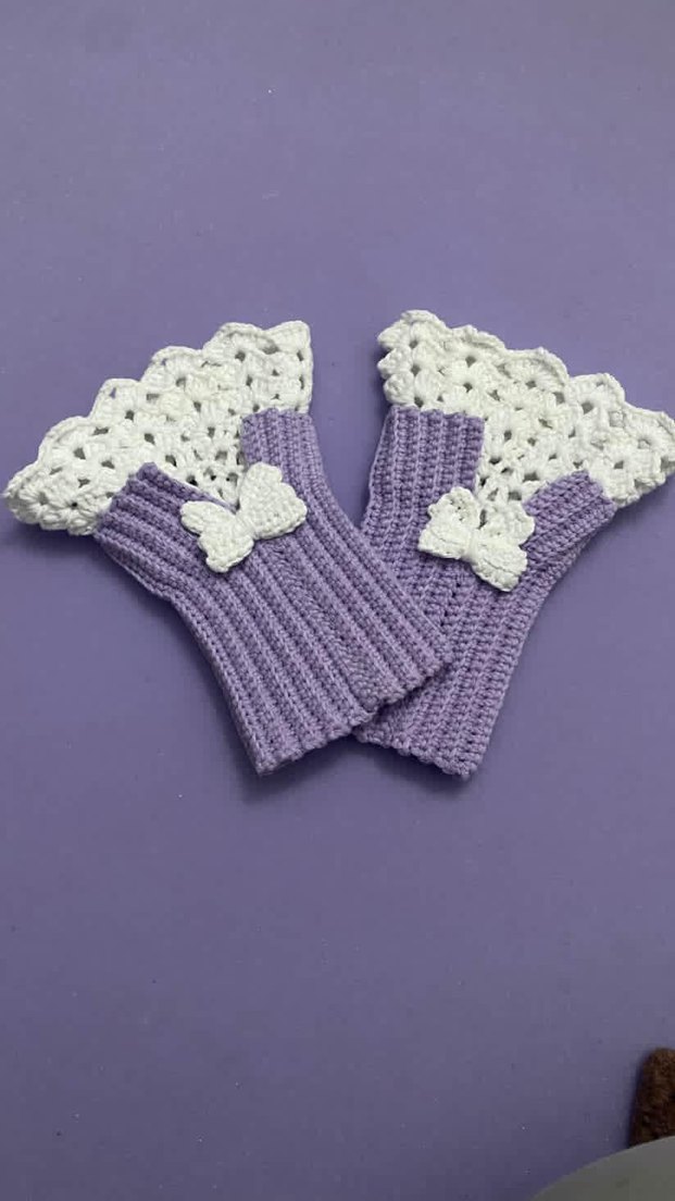 Dantelli Lila Kadın Eldiveni - Görsel 3