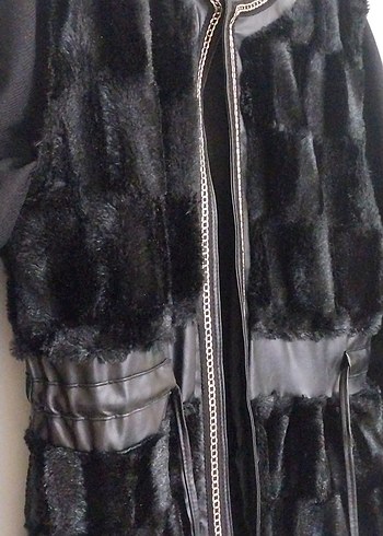 Kürklü Siyah Mini Süet Kadın yelek - Görsel 4