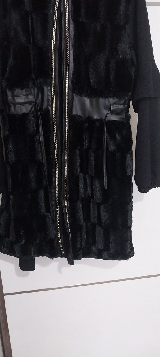 Kürklü Siyah Mini Süet Kadın yelek - Görsel 3