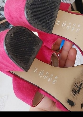 Pembe Tokalı Blok Topuklu Kadın Terlik - Görsel 4