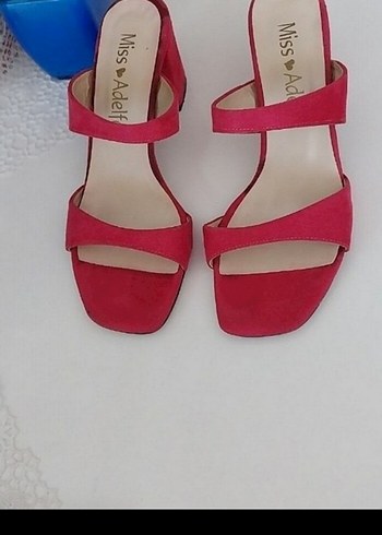 Pembe Tokalı Blok Topuklu Kadın Terlik - Görsel 3