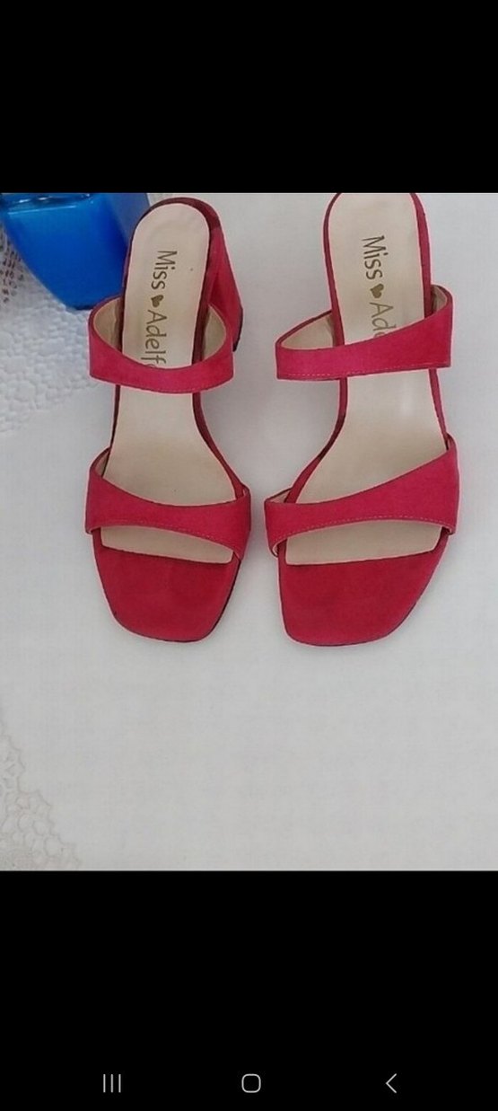 Pembe Tokalı Blok Topuklu Kadın Terlik - Görsel 3