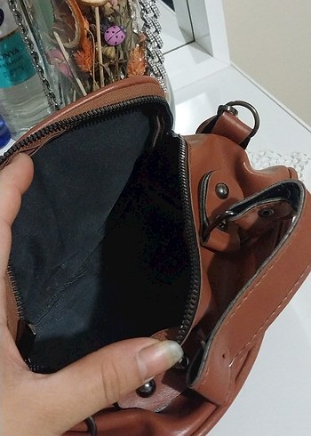 Kahverengi Deri Kadın Omuz Çantası - Görsel 5