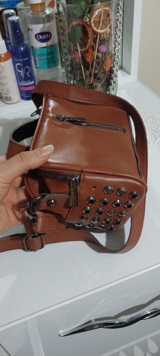Kahverengi Deri Kadın Omuz Çantası - Görsel 2