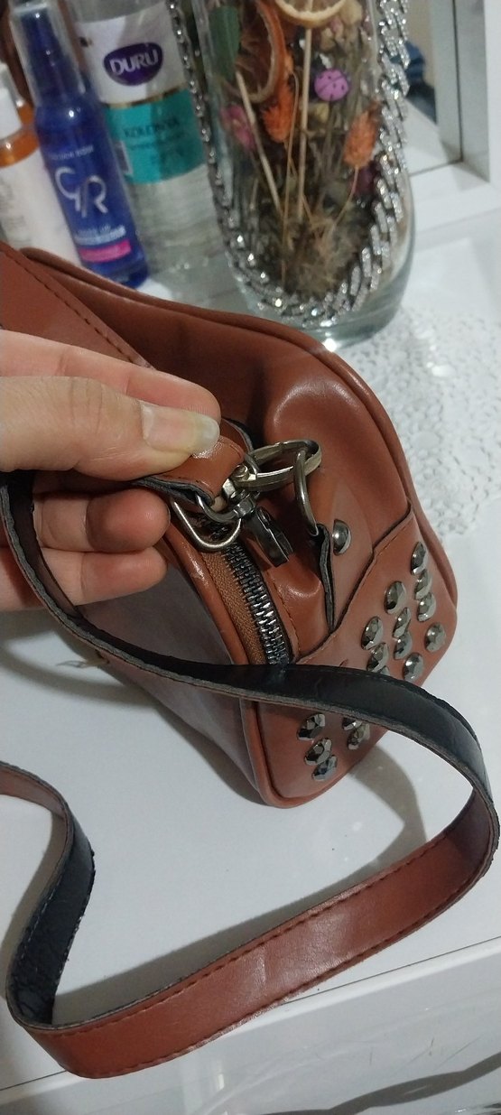 Kahverengi Deri Kadın Omuz Çantası - Görsel 4