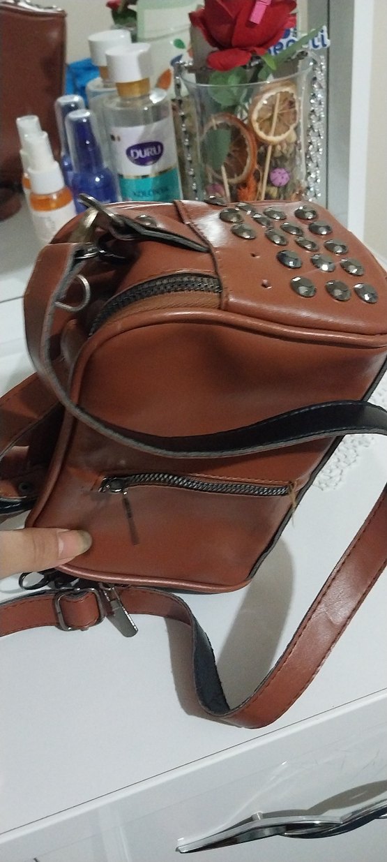 Kahverengi Deri Kadın Omuz Çantası - Görsel 3