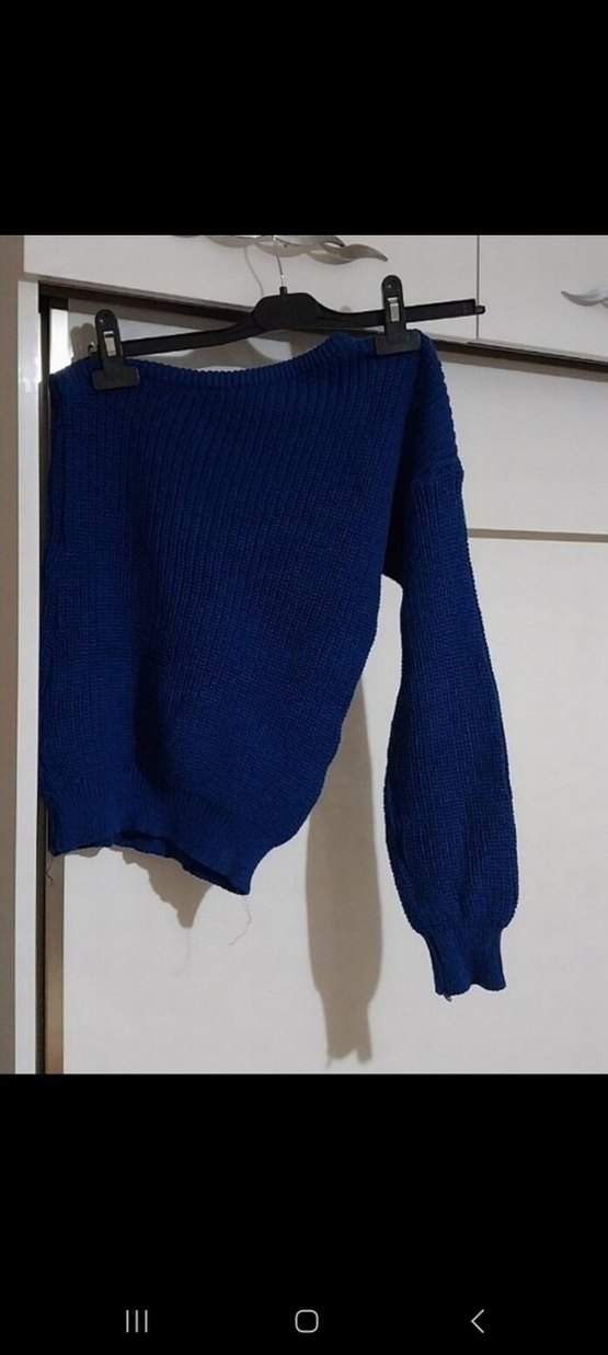 Lacivert Kadın Örme Mini Kazak - Görsel 2