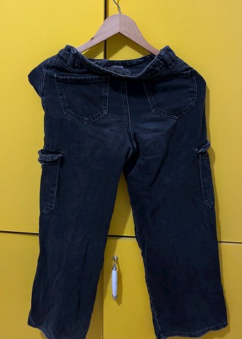 LC Waikiki Çocuk siyah Bol Kesim Midi Kot Pantolon