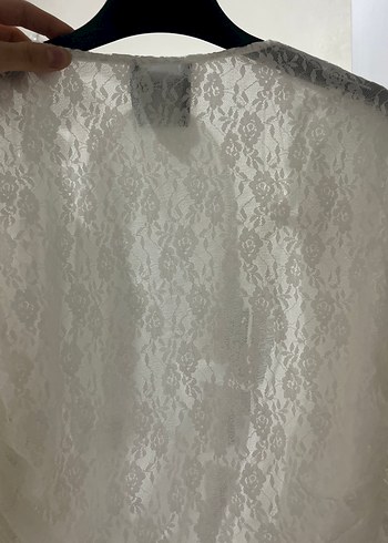 Dantel Detaylı Beyaz Kadın Bluz - Görsel 5