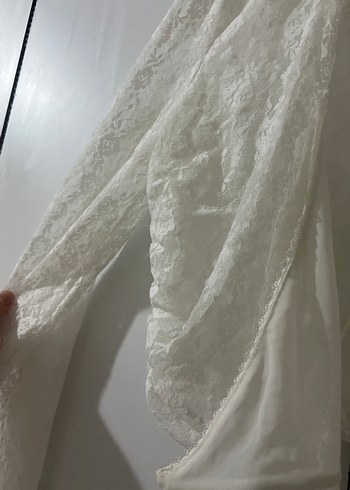 Dantel Detaylı Beyaz Kadın Bluz - Görsel 2