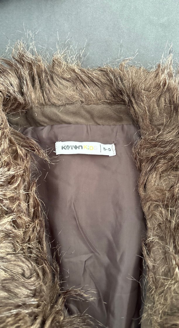 Kahverengi Süet cocuk Kürklü Yelek - Görsel 2