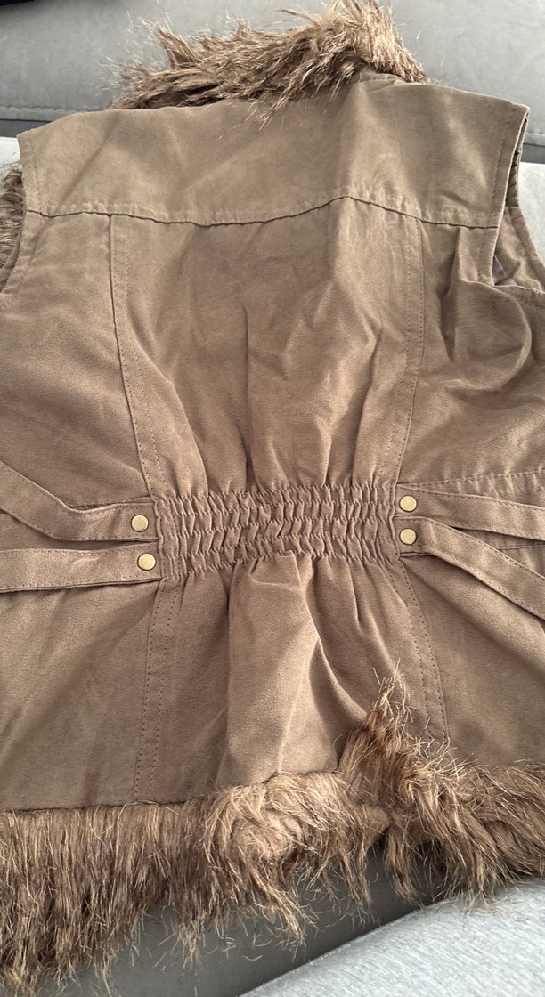 Kahverengi Süet cocuk Kürklü Yelek - Görsel 3
