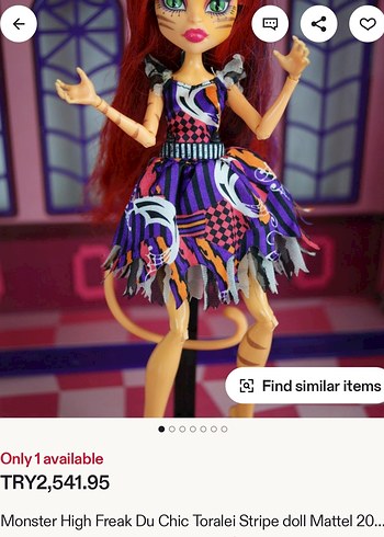 Monster High Toralei Stripe Bebek Mor