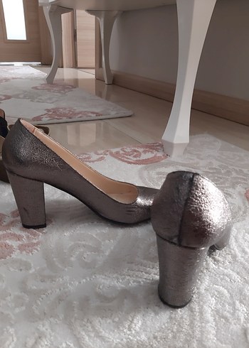 40 Beden gri Renk Gümüş Stiletto Topuklu Ayakkabı