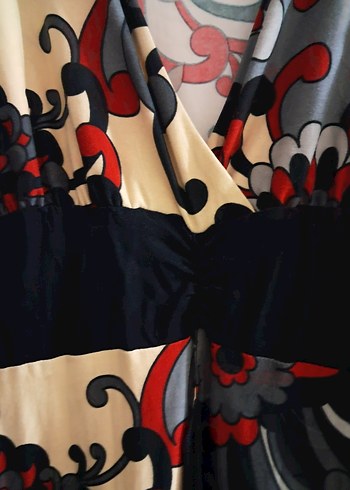 Bordo Vintage Bohem Uzun Elbise - Görsel 3