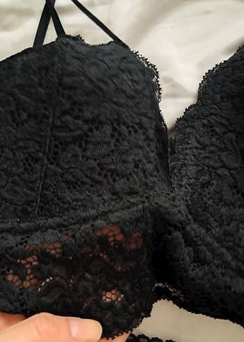 Siyah Bralet Dantel Sütyen ve Külot Takımı 85 beden - Görsel 2