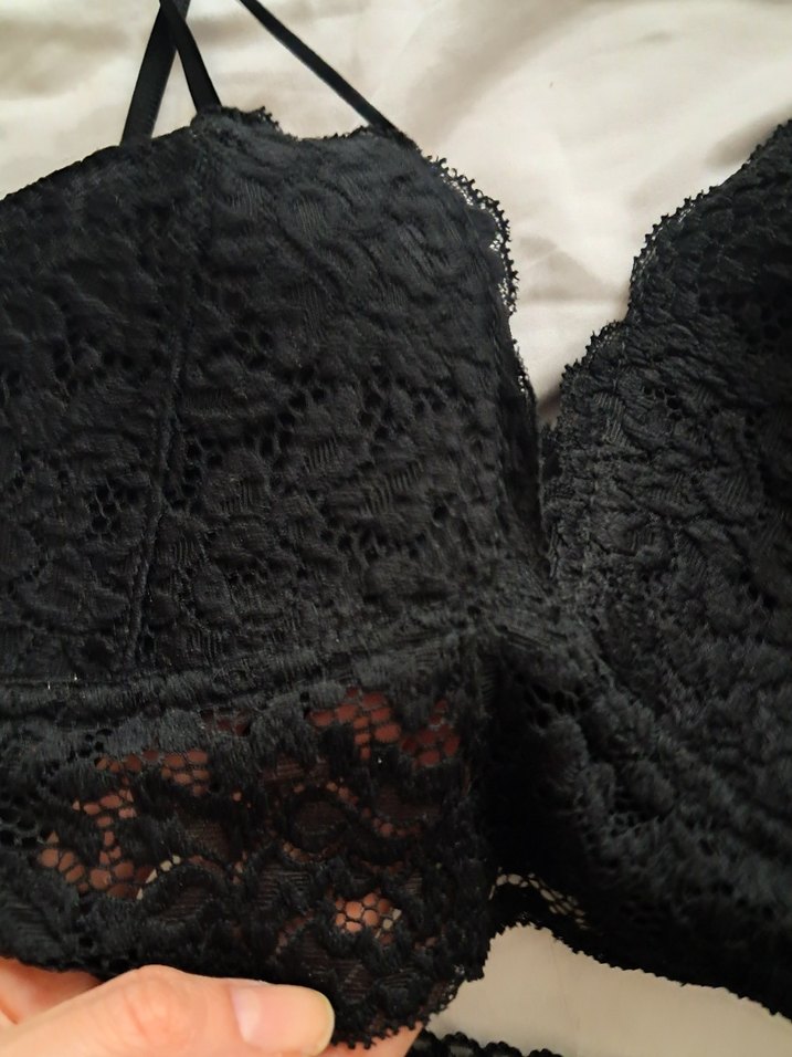 Siyah Bralet Dantel Sütyen ve Külot Takımı 85 beden - Görsel 2