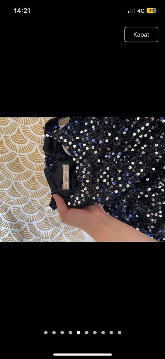 Lacivert Uzun Kol Drapeli Abiye Elbise - Görsel 5