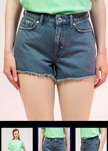 Diğer Salaş Kesim Mavi Denim Mini Şort