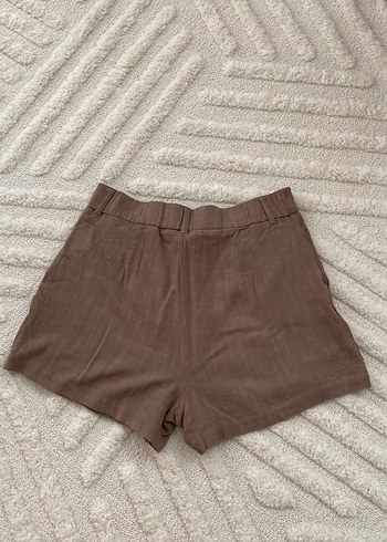 Stradivarius Bej Keten Mini Şort