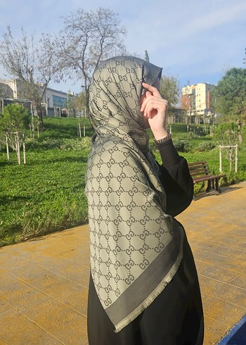 yeşil yün ipek şal çift taraflı - Görsel 5