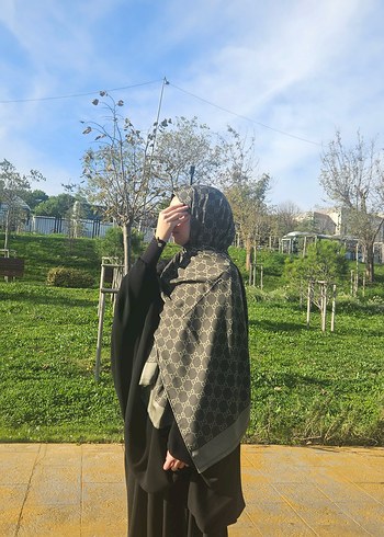 yeşil yün ipek şal çift taraflı - Görsel 2