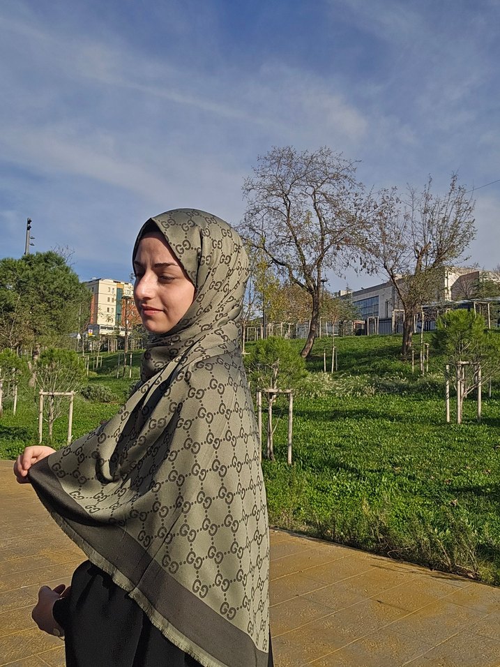 yeşil yün ipek şal çift taraflı - Görsel 3