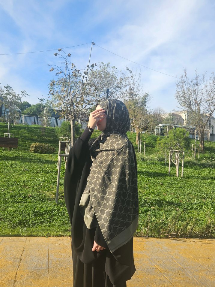 yeşil yün ipek şal çift taraflı - Görsel 2