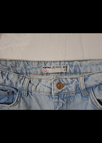 Koton Kadın Mavi Pastel Midi Bol Kesim Denim Pantolon - Görsel 2