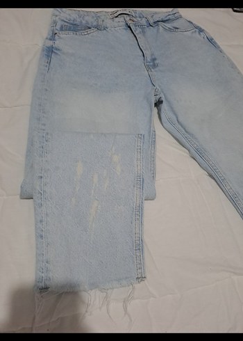 Koton Kadın Mavi Pastel Midi Bol Kesim Denim Pantolon - Görsel 4
