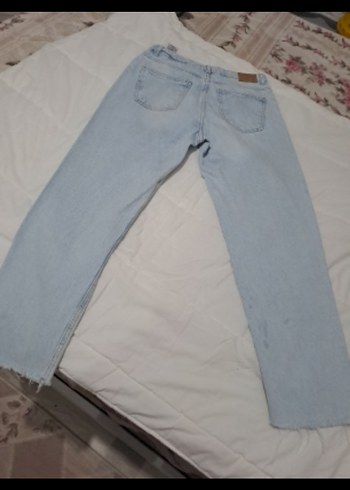 Koton Kadın Mavi Pastel Midi Bol Kesim Denim Pantolon - Görsel 7